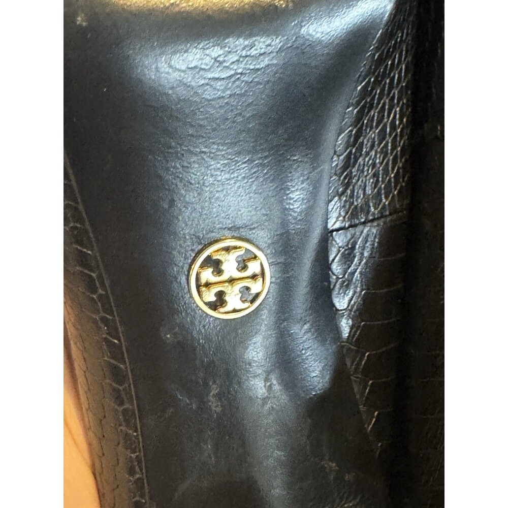 Tory Burch Marianne pump in black snake-embossed leather 4" heel Women’s 9.5 - Picture 11 of 11